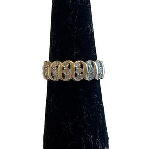 Victoria Townsend Rose-Cut Diamond "S" Ring in 18k Gold Over Sterling Silver New